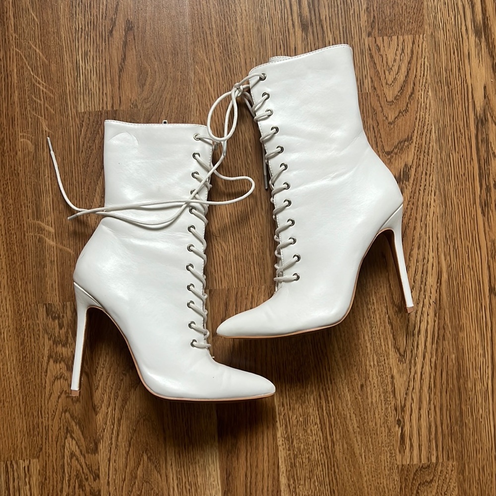 Allister White  lace up heels